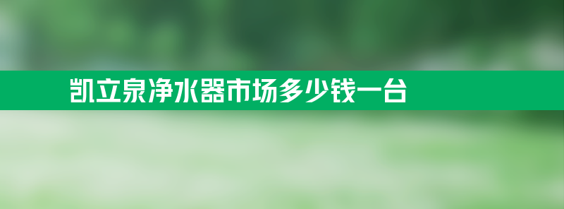 凯立泉净水器市场多少钱一台