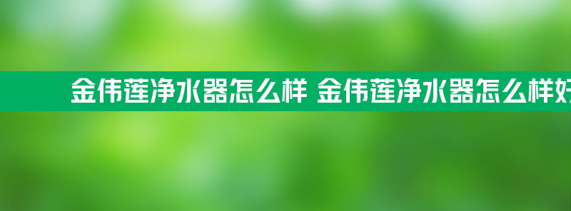 金伟莲净水器怎么样 金伟莲净水器怎么样好不好