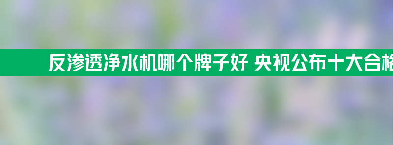 反渗透净水机哪个牌子好 央视公布十大合格净水器