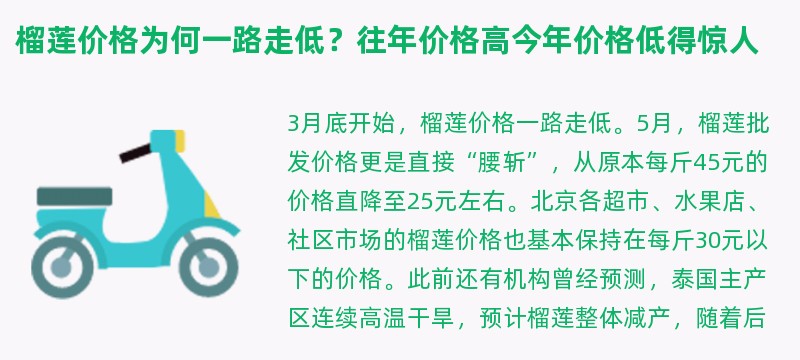 榴莲价格为何一路走低？往年价格高今年价格低得惊人