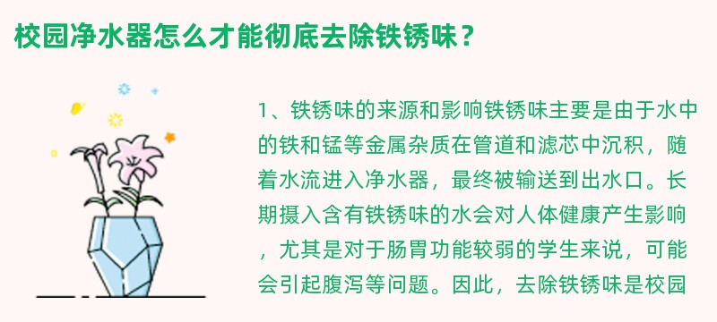 校园净水器怎么才能彻底去除铁锈味？