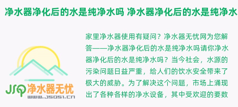 净水器净化后的水是纯净水吗 净水器净化后的水是纯净水吗还是矿泉