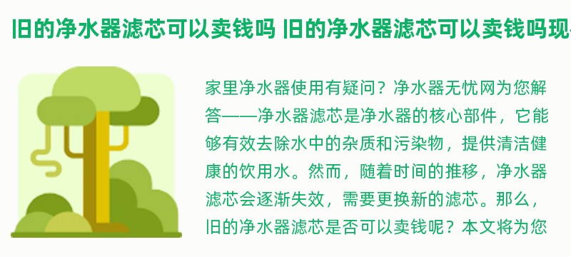 旧的净水器滤芯可以卖钱吗 旧的净水器滤芯可以卖钱吗现在